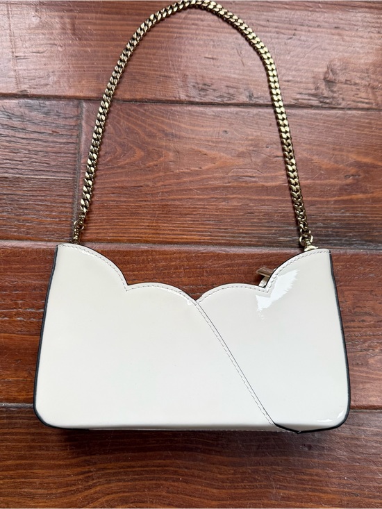 Christian Louboutin Handbags - Christian Louboutin Cream Patent Mini Shoulder Bag with Gold Chain